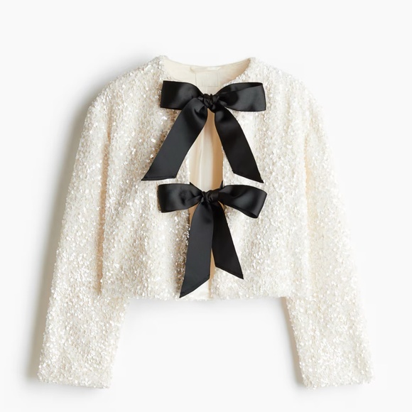 LIKE NEW - Sequin tie front bow jacket XS-SMALL - Picture 1 of 4